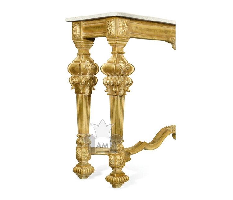 Консоль Jonathan Charles Marble Topped Baroque Gilded Console Table 493558-GIL