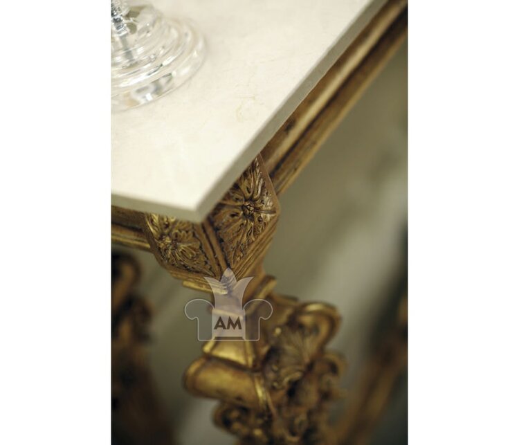 Консоль Jonathan Charles Marble Topped Baroque Gilded Console Table 493558-GIL