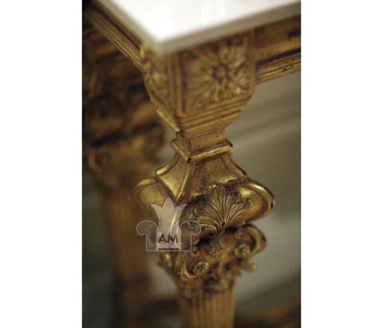 Консоль Jonathan Charles Marble Topped Baroque Gilded Console Table 493558-GIL