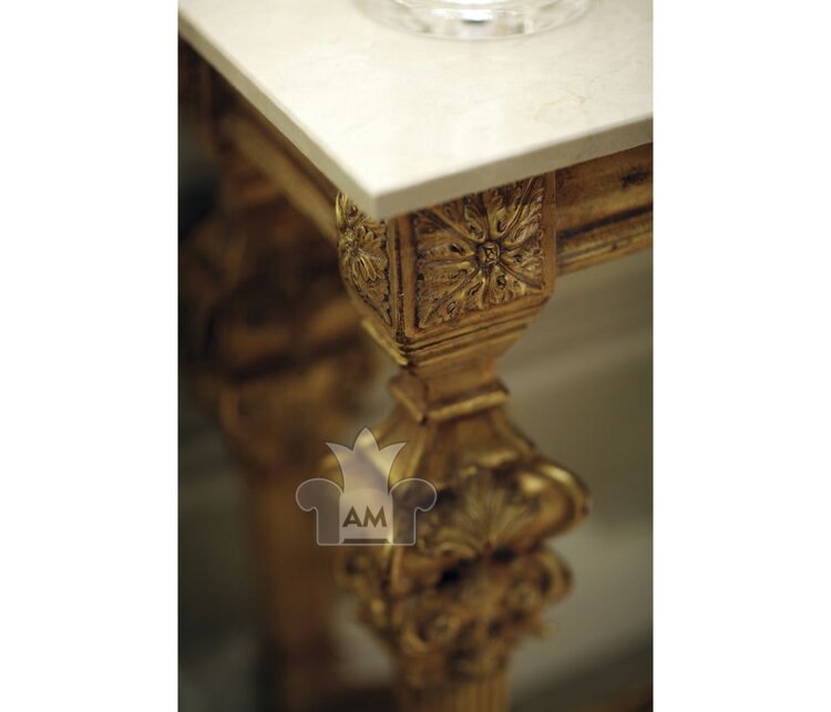 Консоль Jonathan Charles Marble Topped Baroque Gilded Console Table 493558-GIL