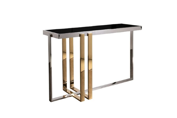 Консоль черн.стекло/хром+золото см Garda Decor 47ED-20900