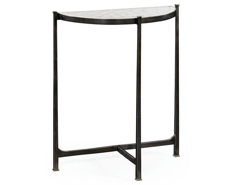 Консоль Jonathan Charles Small Eglomise & Bronze Iron Demilune Console Table 494180-B