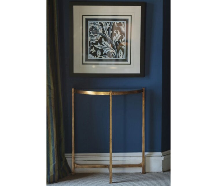 Консоль Jonathan Charles Small Eglomise & Bronze Iron Demilune Console Table 494180-B