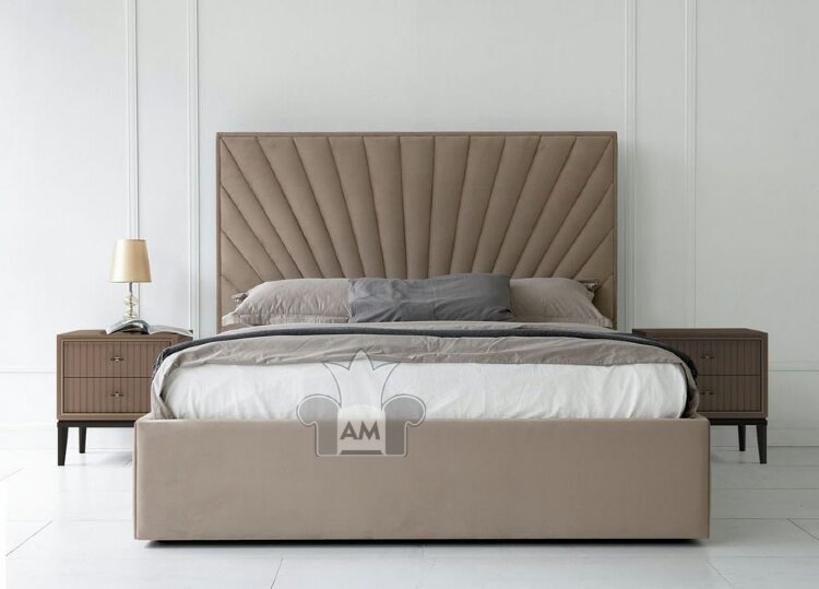 Кровать мягкая №1 160x200 с подъемным механизмом, ящиком для белья, Ницца