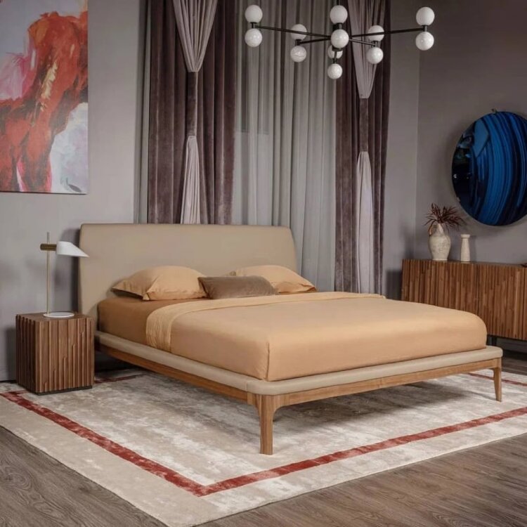 Кровать MOD Interiors Ronda, 180х200, орех F, экокожа 63, MDI.BD.RD.122