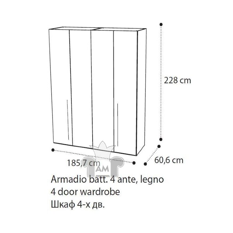Шкаф 4-дверный Camelgroup Maia Silver с зеркалами, 154AR4.02PL