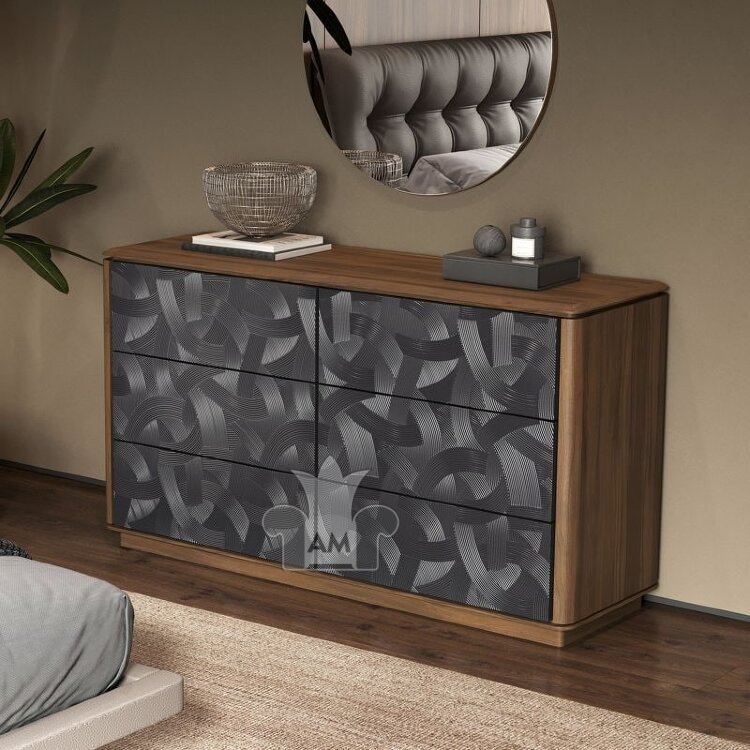 Комод MOD Interiors Altea, шесть ящиков, Орех F, двери с декором, MDI.CHD.ALT.8