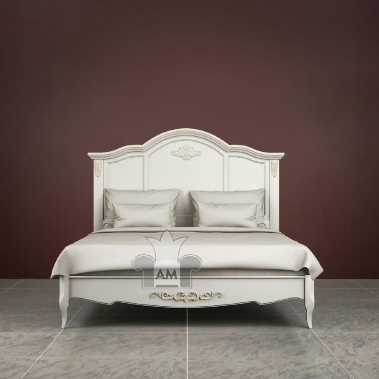 Кровать 120x200 Тиволи, Молочный/Патина Золото
