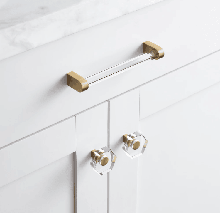 Ручка-скоба Restoration Hardware Lambeth Hexagonal Crystal L.10.2 Lacquered Burnished Brass