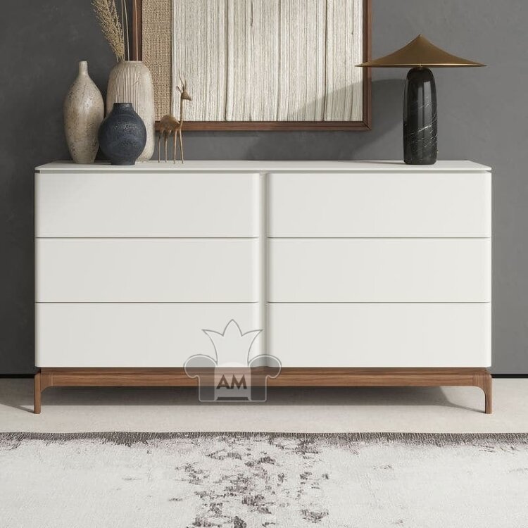 Комод MOD Interiors Calpe, орех F, светло-серый матовый лак, шесть ящиков, MDI.CHD.CP.4
