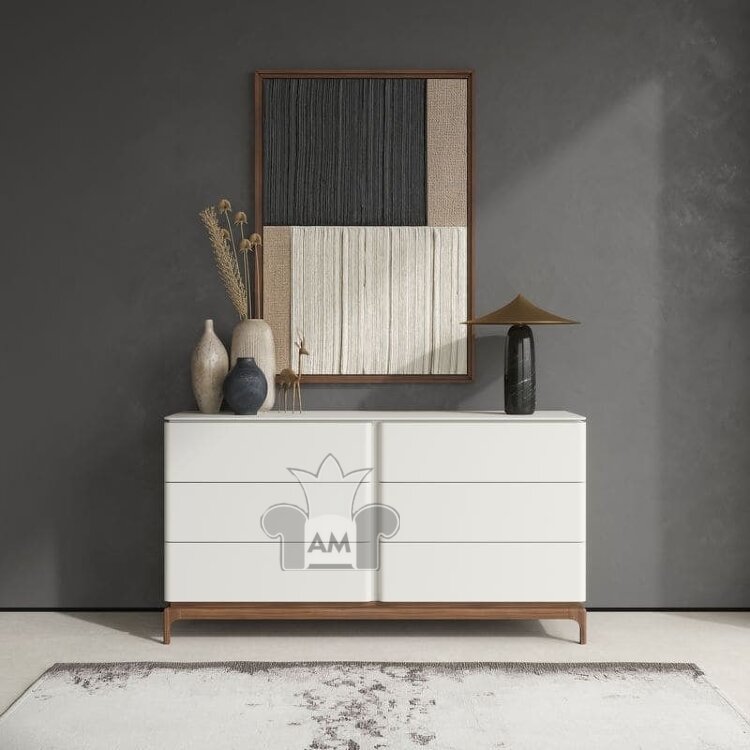Комод MOD Interiors Calpe, орех F, светло-серый матовый лак, шесть ящиков, MDI.CHD.CP.4