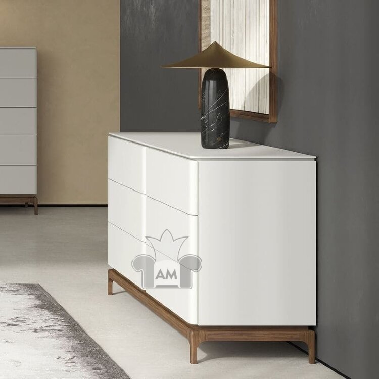 Комод MOD Interiors Calpe, орех F, светло-серый матовый лак, шесть ящиков, MDI.CHD.CP.4