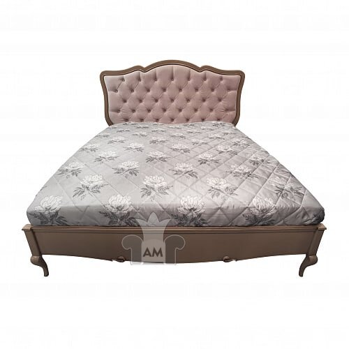 Кровать 180x200 Портофино с мягким изголовьем, Кварц/Патина коричневая