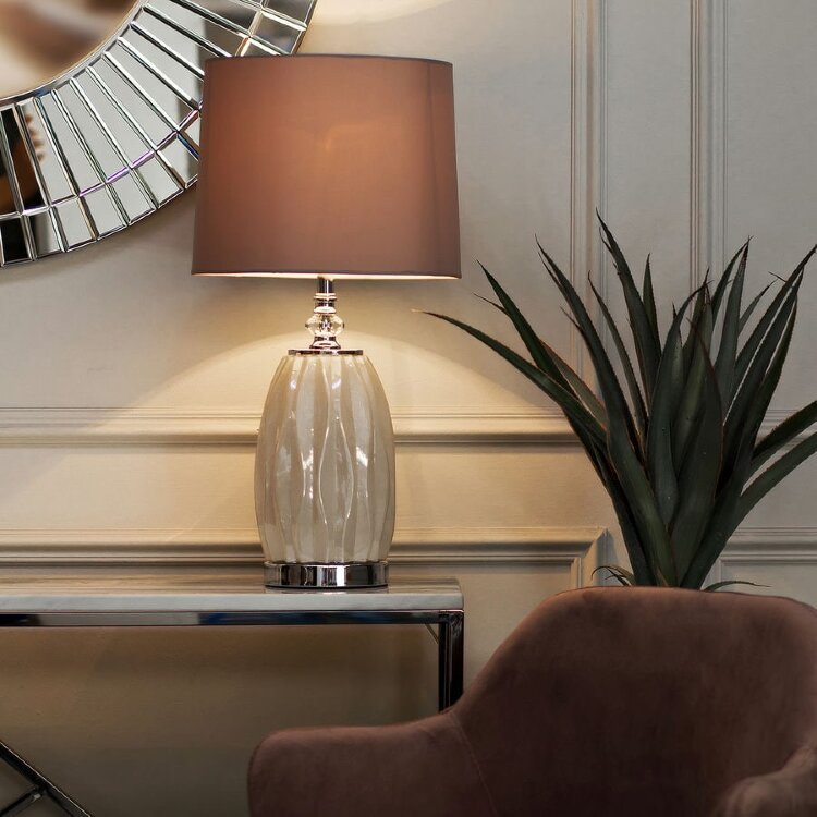 Лампа настольная плафон светло-серый Д30 В62(2) Garda Decor 22-87755